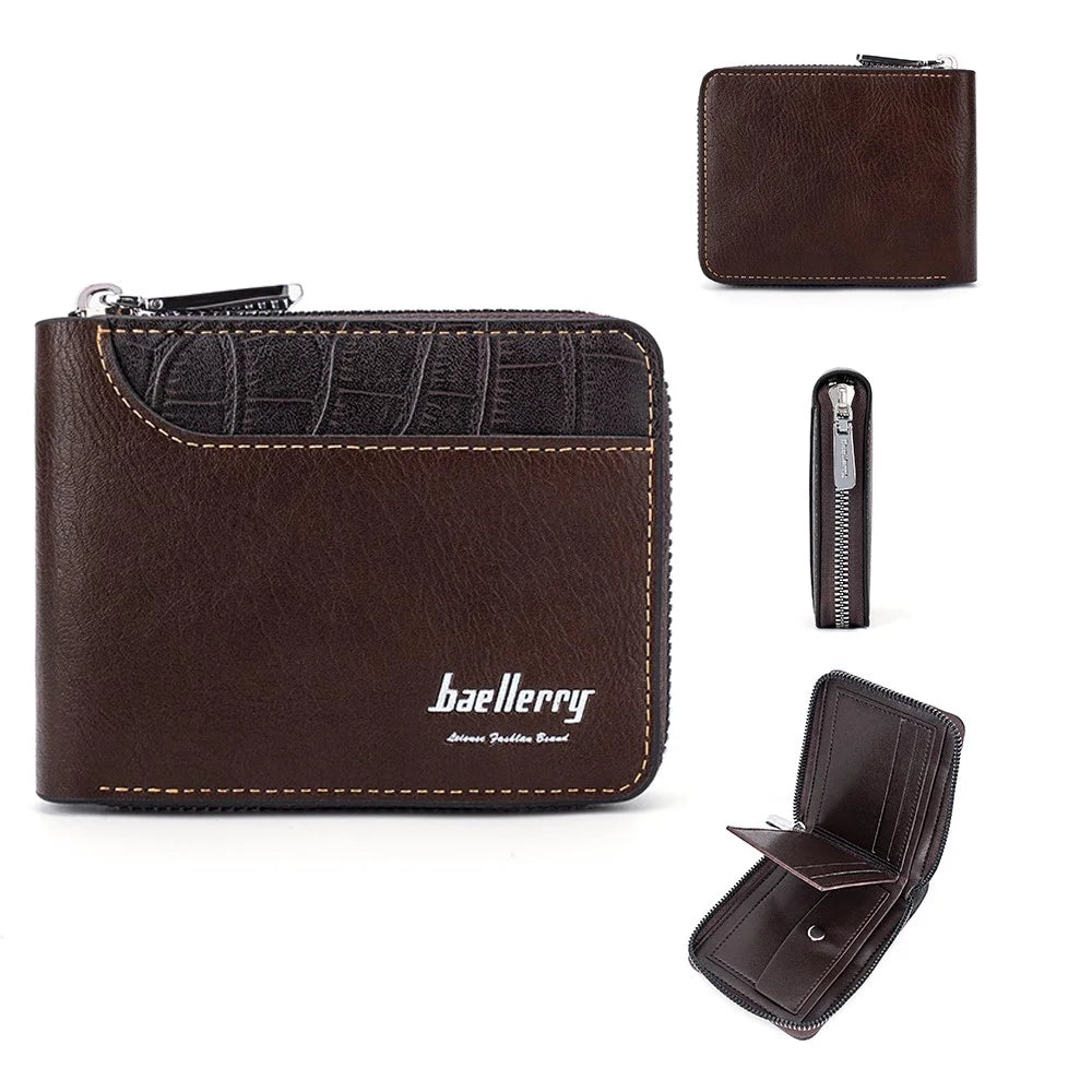 BAELLERRY D5101 Retro PU Leather Men's Wallet RFID Blocking Card Slots Coin Cash Pouch Billfold - Coffee - 1