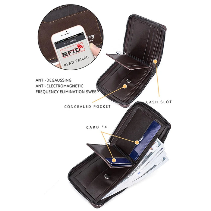 BAELLERRY D5101 Retro PU Leather Men's Wallet RFID Blocking Card Slots Coin Cash Pouch Billfold - Coffee - 5
