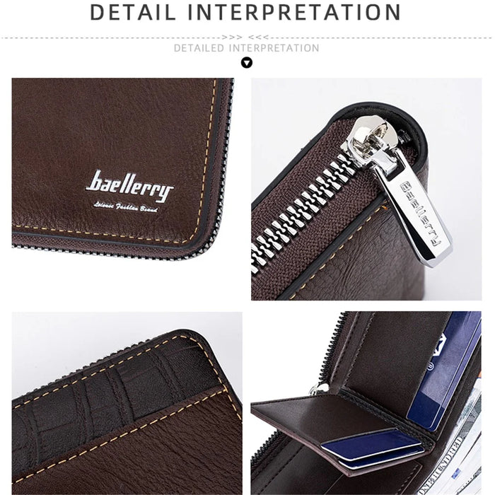 BAELLERRY D5101 Retro PU Leather Men's Wallet RFID Blocking Card Slots Coin Cash Pouch Billfold - Coffee - 6