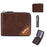 BAELLERRY D5104 Men's Zipper Wallet RFID Blocking PU Leather Card Pouch Coin Purse Bag Billfold - Light Brown - 1