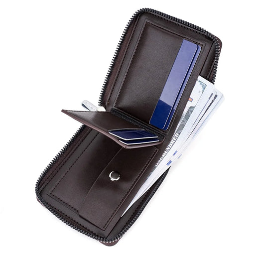BAELLERRY D5104 Men's Zipper Wallet RFID Blocking PU Leather Card Pouch Coin Purse Bag Billfold - Light Brown - 2