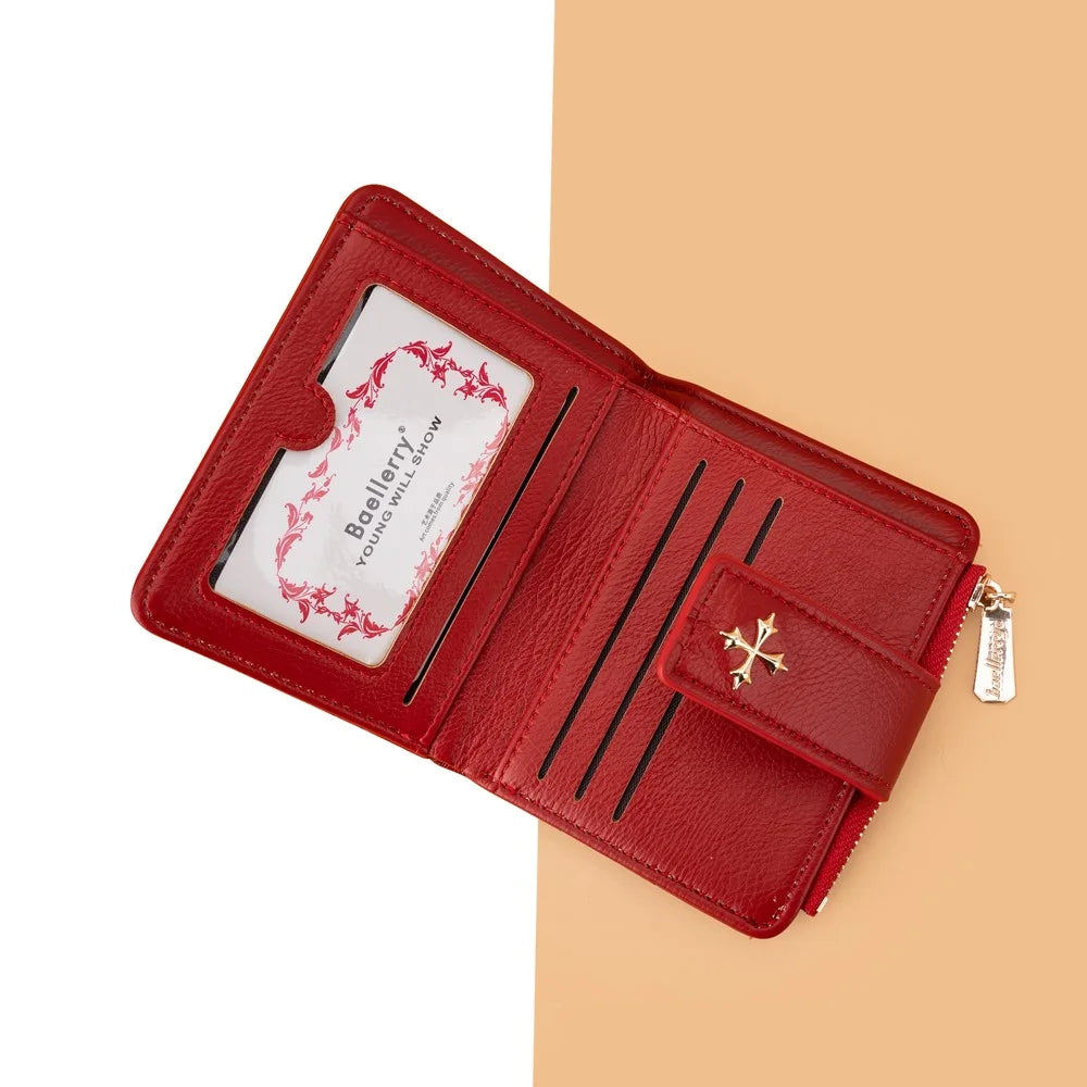 BAELLERRY N2402 Women's Wallet Zipper Design PU Leather Card Holder Pouch Coin Storage Bag - Red - 3