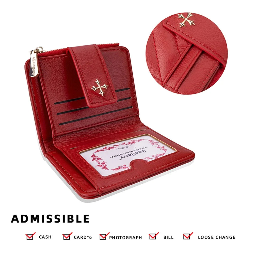BAELLERRY N2402 Women's Wallet Zipper Design PU Leather Card Holder Pouch Coin Storage Bag - Red - 5