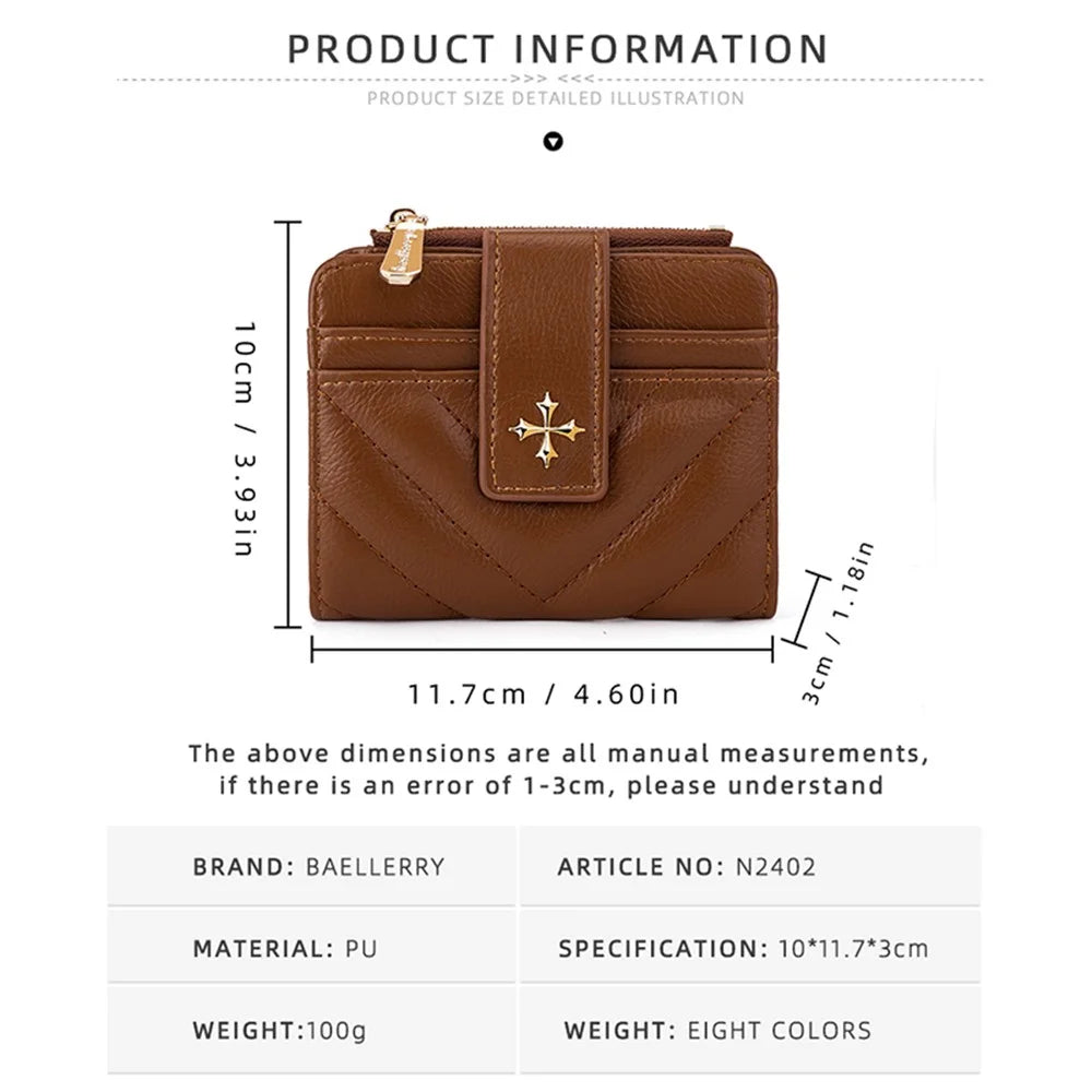 BAELLERRY N2402 Women's Wallet Zipper Design PU Leather Card Holder Pouch Coin Storage Bag - Red - 7