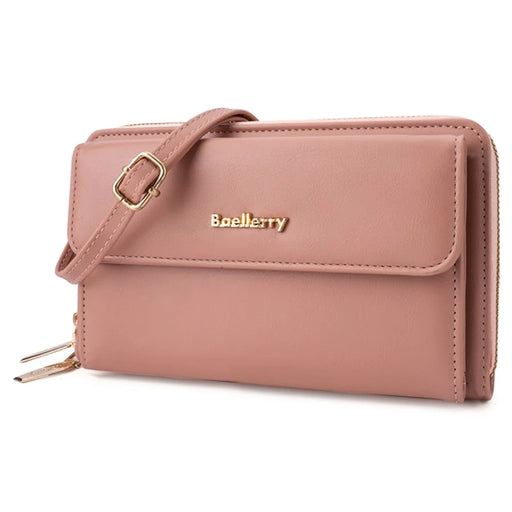 BAELLERRY N8323 Women Touch Screen Phone Holder PU Leather Crossbody Shoulder Bag - Dark Pink - 1