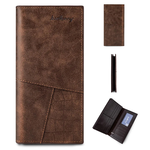 BAELLERRY C3021 Long Wallet PU Leather Card Cash Storage Pouch Bag Phone Clutch Purse - Coffee - 1