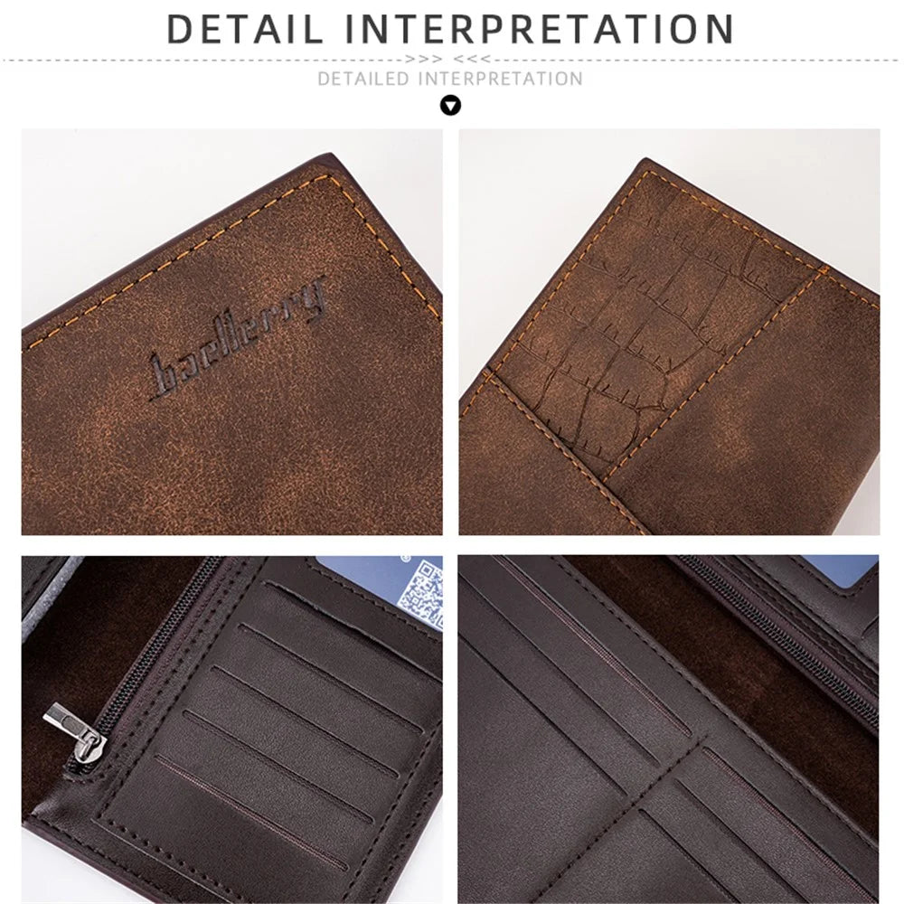BAELLERRY C3021 Long Wallet PU Leather Card Cash Storage Pouch Bag Phone Clutch Purse - Coffee - 5