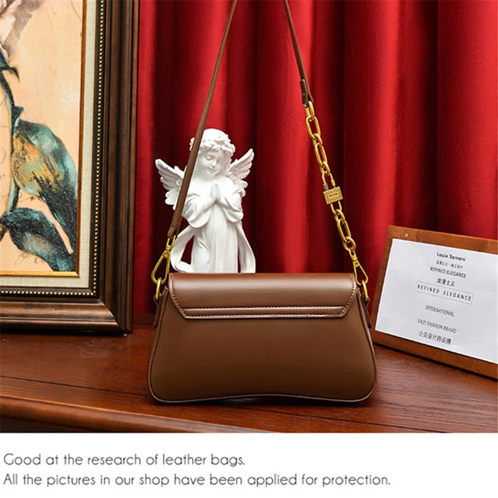 SMNQS-6144 Solid Color Underarm Bag Fashion Women PU Leather Crossbody Shoulder Bag - Coffee - 4