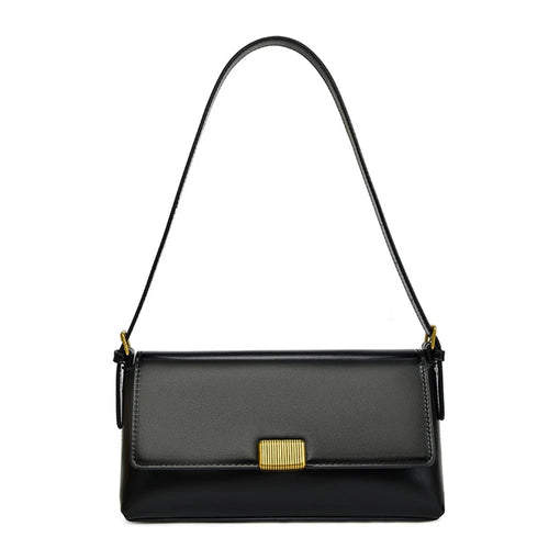 SMNQS-A6145 Fashion Women PU Leather Underarm Bag Solid Color Crossbody Shoulder Bag - Black - 1
