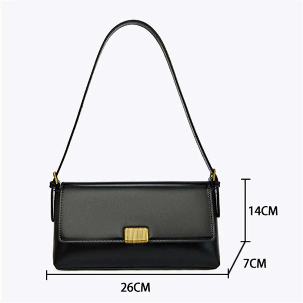 SMNQS-A6145 Fashion Women PU Leather Underarm Bag Solid Color Crossbody Shoulder Bag - Black - 7