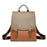 WS-5505 Color Splicing PU Leather Flap Cover Women Shoulder Bag Tote Backpack - Khaki - 1