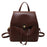 WXWG-8009 Solid Color PU Leather Small Backpack Drawstring Women Tote Rucksack - Brown - 1