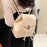WXWG-8009 Solid Color PU Leather Small Backpack Drawstring Women Tote Rucksack - Brown - 6