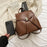 WXWG-8009 Solid Color PU Leather Small Backpack Drawstring Women Tote Rucksack - Brown - 7