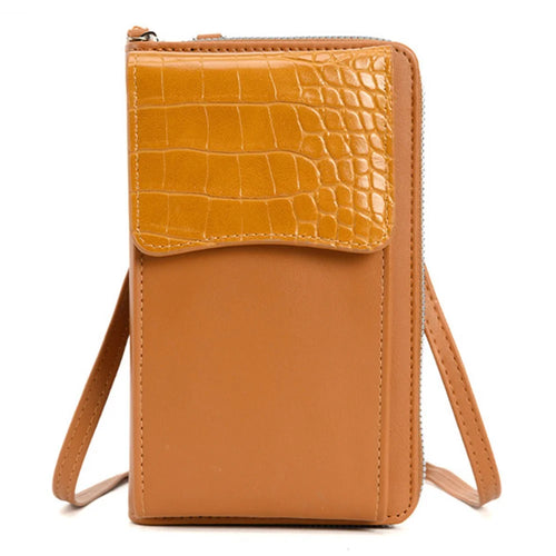 A3412 PU Leather Crossbody Shoulder Bag Women's Card Holder Storage Pouch Wallet Phone Bag - Brown - 1