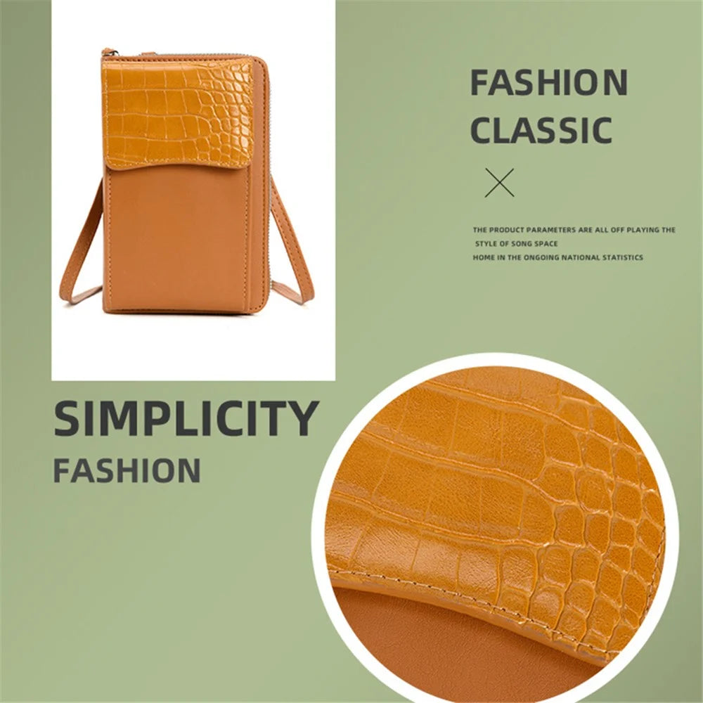 A3412 PU Leather Crossbody Shoulder Bag Women's Card Holder Storage Pouch Wallet Phone Bag - Brown - 4