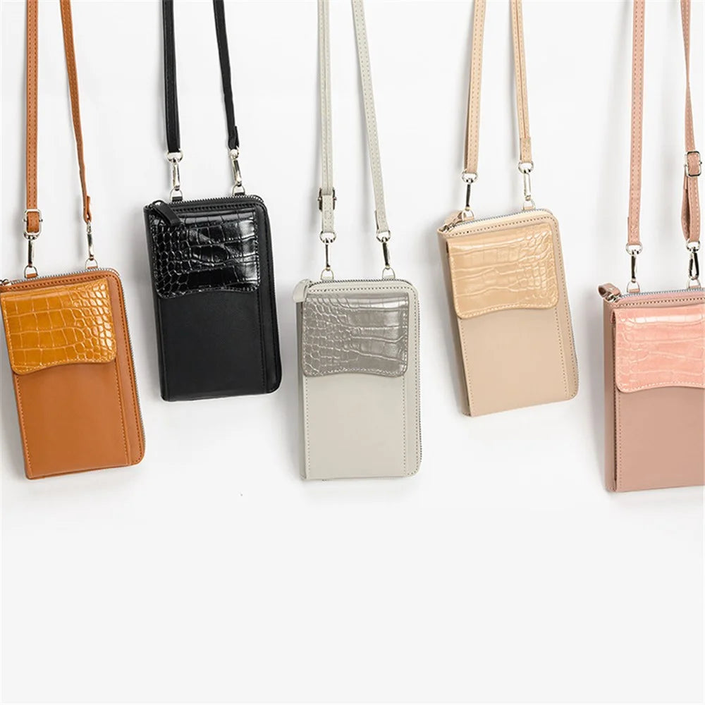 A3412 PU Leather Crossbody Shoulder Bag Women's Card Holder Storage Pouch Wallet Phone Bag - Brown - 6