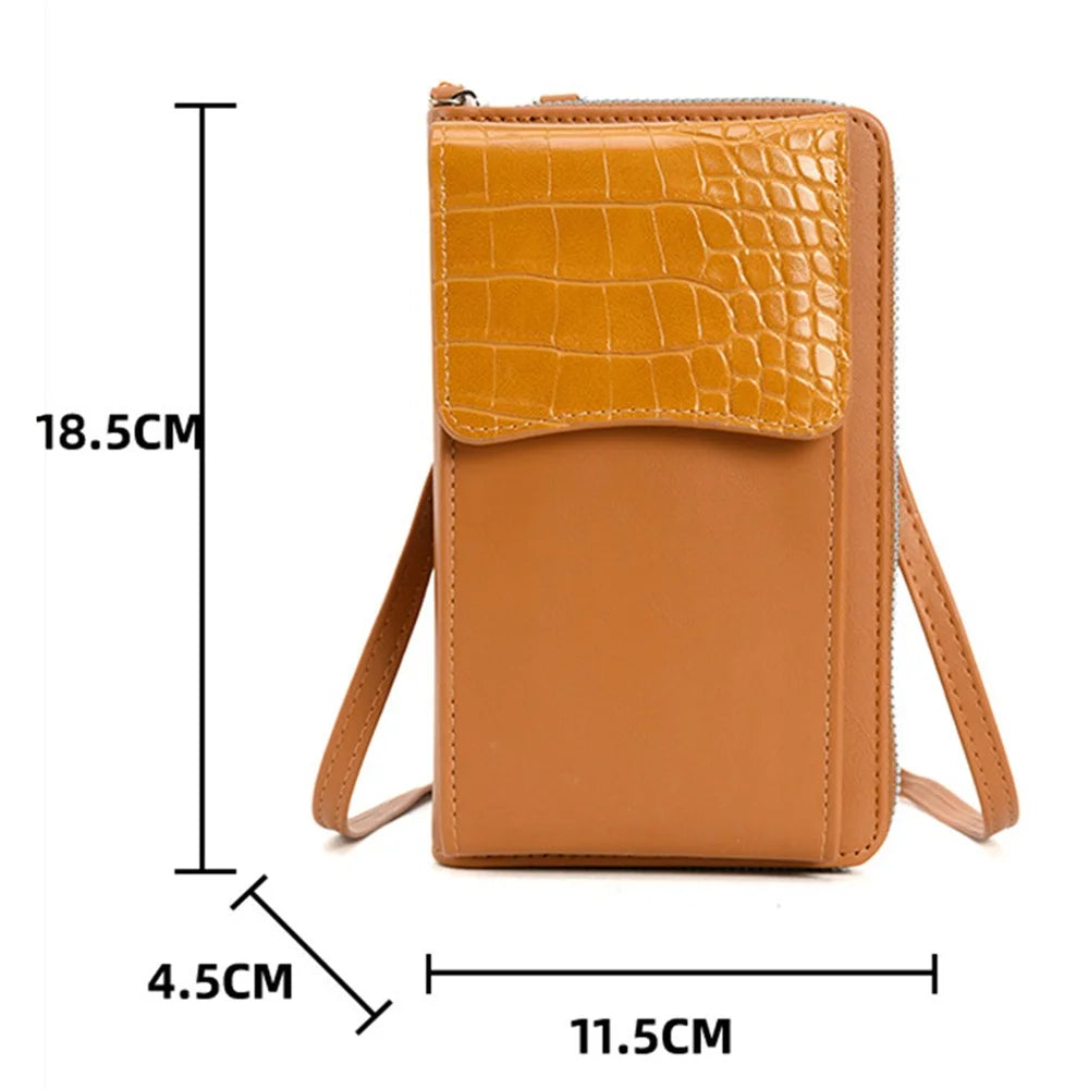 A3412 PU Leather Crossbody Shoulder Bag Women's Card Holder Storage Pouch Wallet Phone Bag - Brown - 7