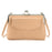 6153 Kiss Lock Design Crossbody Bag Soft PU Leather Shoulder Bag Handbag Daypack - Beige - 1