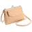6153 Kiss Lock Design Crossbody Bag Soft PU Leather Shoulder Bag Handbag Daypack - Beige - 2