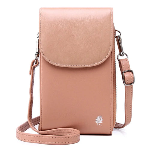 F833 Ladies Crossbody Shoulder Bag PU Leather Wallet Cell Phone Pouch Card Holder Bag - Camel - 1