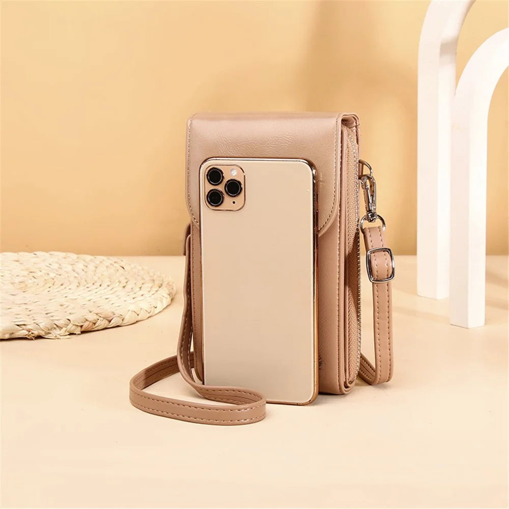 F833 Ladies Crossbody Shoulder Bag PU Leather Wallet Cell Phone Pouch Card Holder Bag - Camel - 2