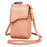 7119 Cell Phone Pouch Solid Color PU Leather Zipper Wallet Women Small Crossbody Shoulder Bag - Pink - 1