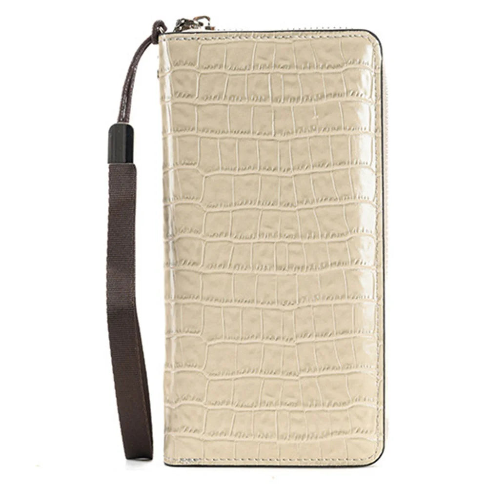 15839 Wristlet Clutch Purse Long Wallet Women's PU Leather Cell Phone Pouch Handbag - Beige - 1