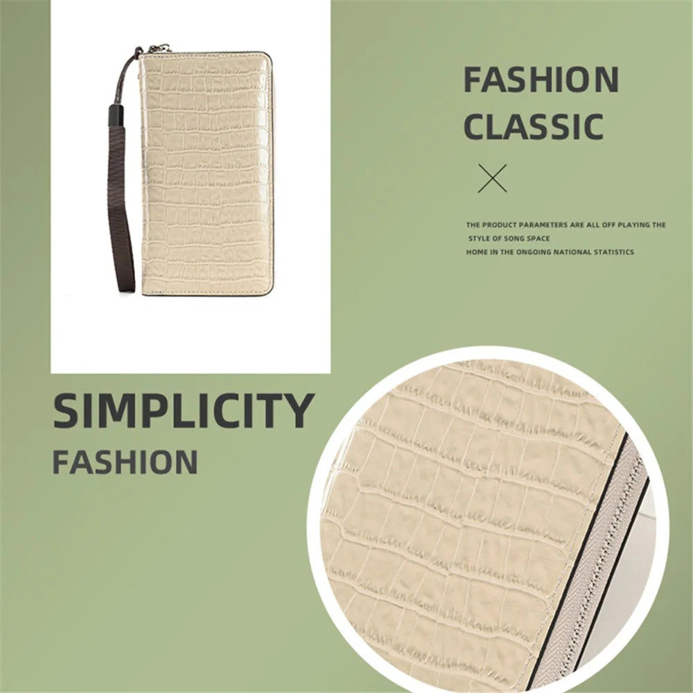 15839 Wristlet Clutch Purse Long Wallet Women's PU Leather Cell Phone Pouch Handbag - Beige - 3