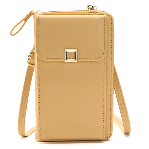 5725 Phone Carrying Pouch Women Crossbody Shoulder Bag PU Leather Wallet Card Holder Bag - Yellow - 1