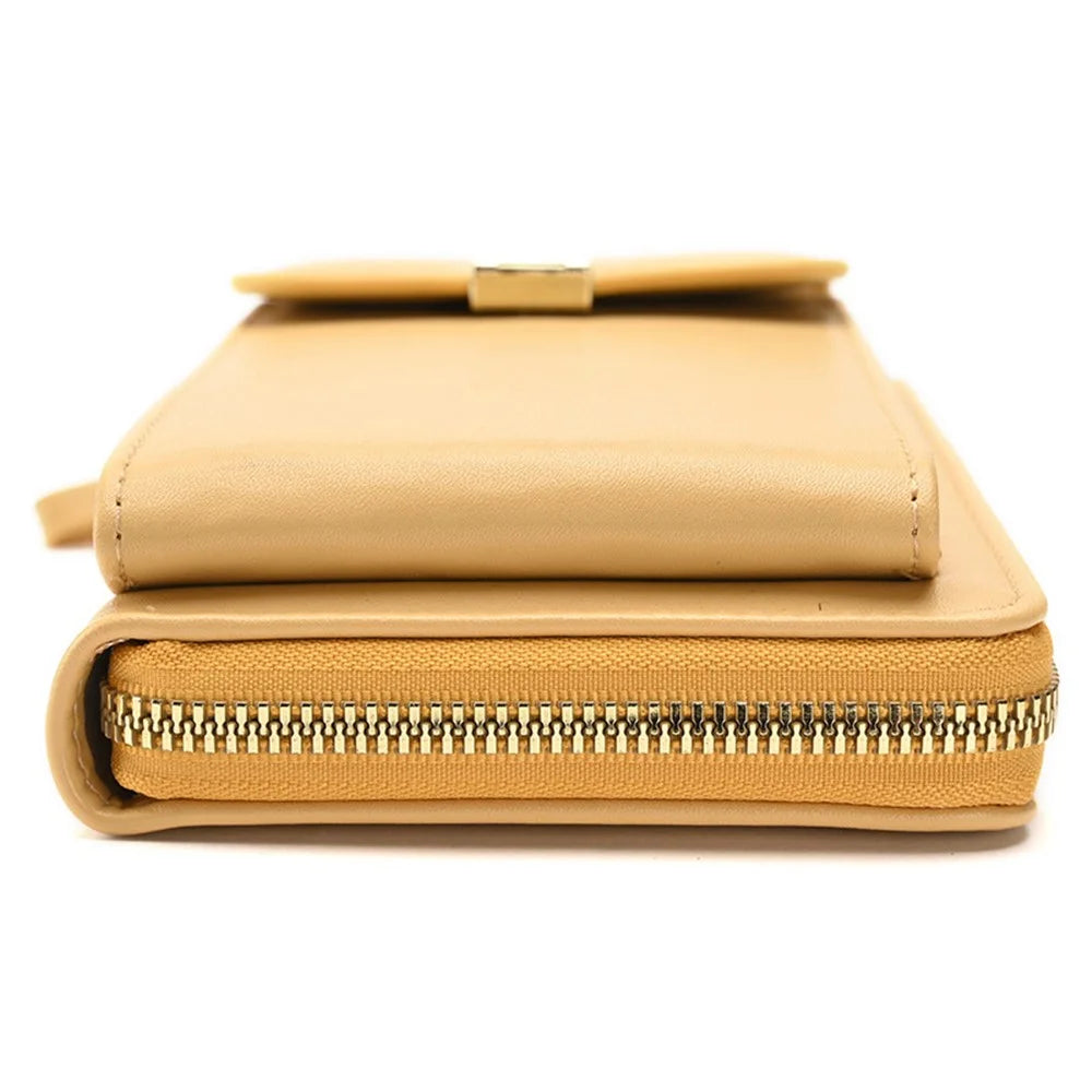 5725 Phone Carrying Pouch Women Crossbody Shoulder Bag PU Leather Wallet Card Holder Bag - Yellow - 6