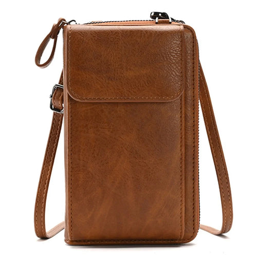 5722 Girls Crossbody Bag Large Wallet Phone Case Storage Pouch Women Shoulder Bag Purse - Brown - 1