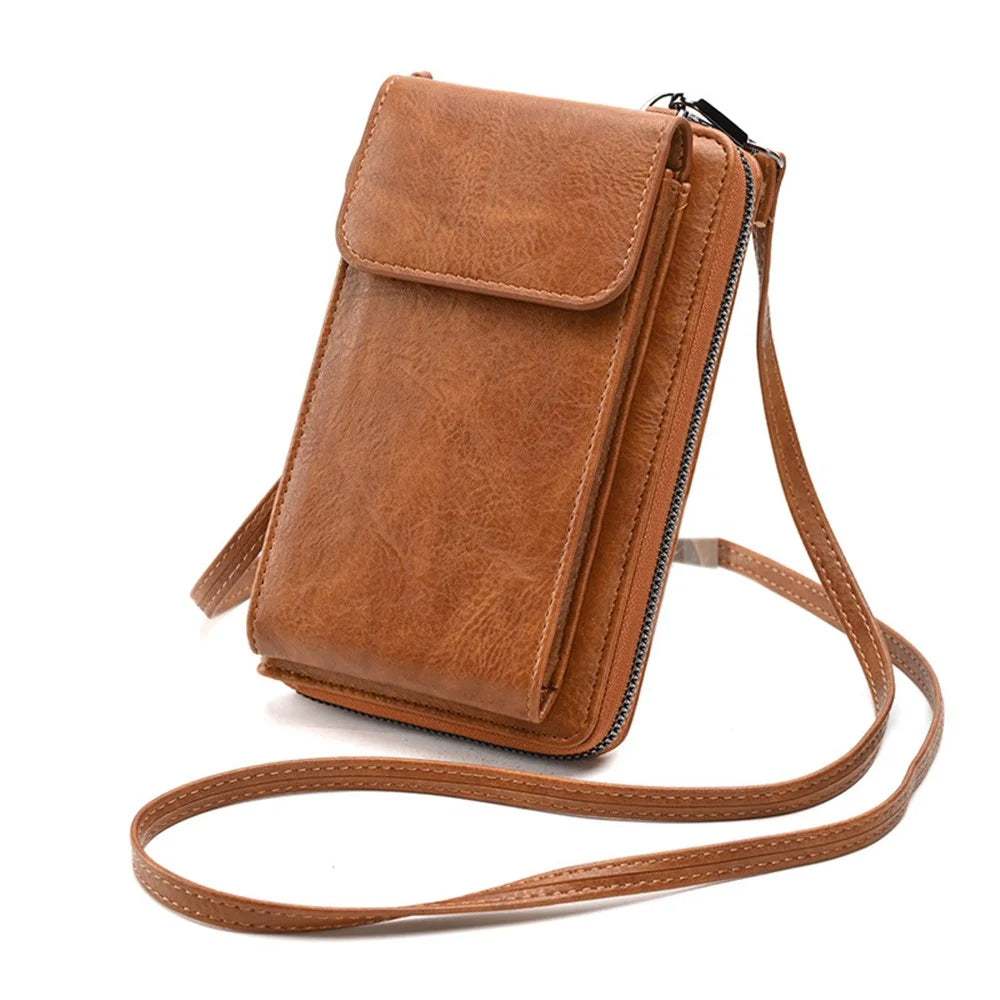 5722 Girls Crossbody Bag Large Wallet Phone Case Storage Pouch Women Shoulder Bag Purse - Brown - 2