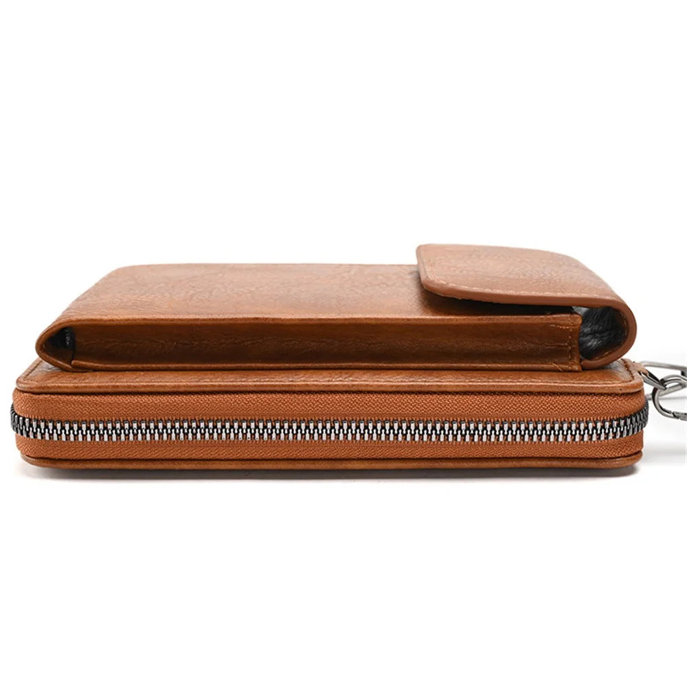 5722 Girls Crossbody Bag Large Wallet Phone Case Storage Pouch Women Shoulder Bag Purse - Brown - 4