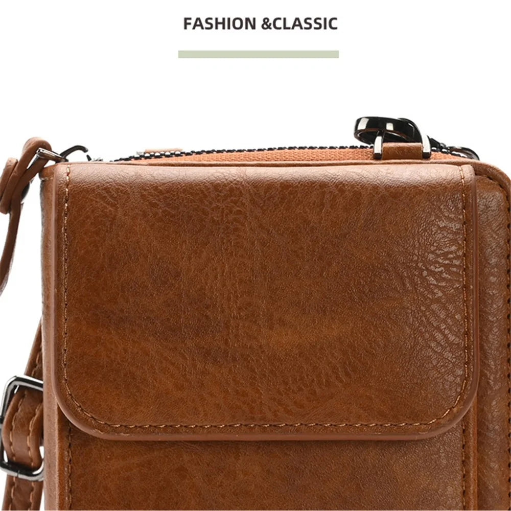 5722 Girls Crossbody Bag Large Wallet Phone Case Storage Pouch Women Shoulder Bag Purse - Brown - 5