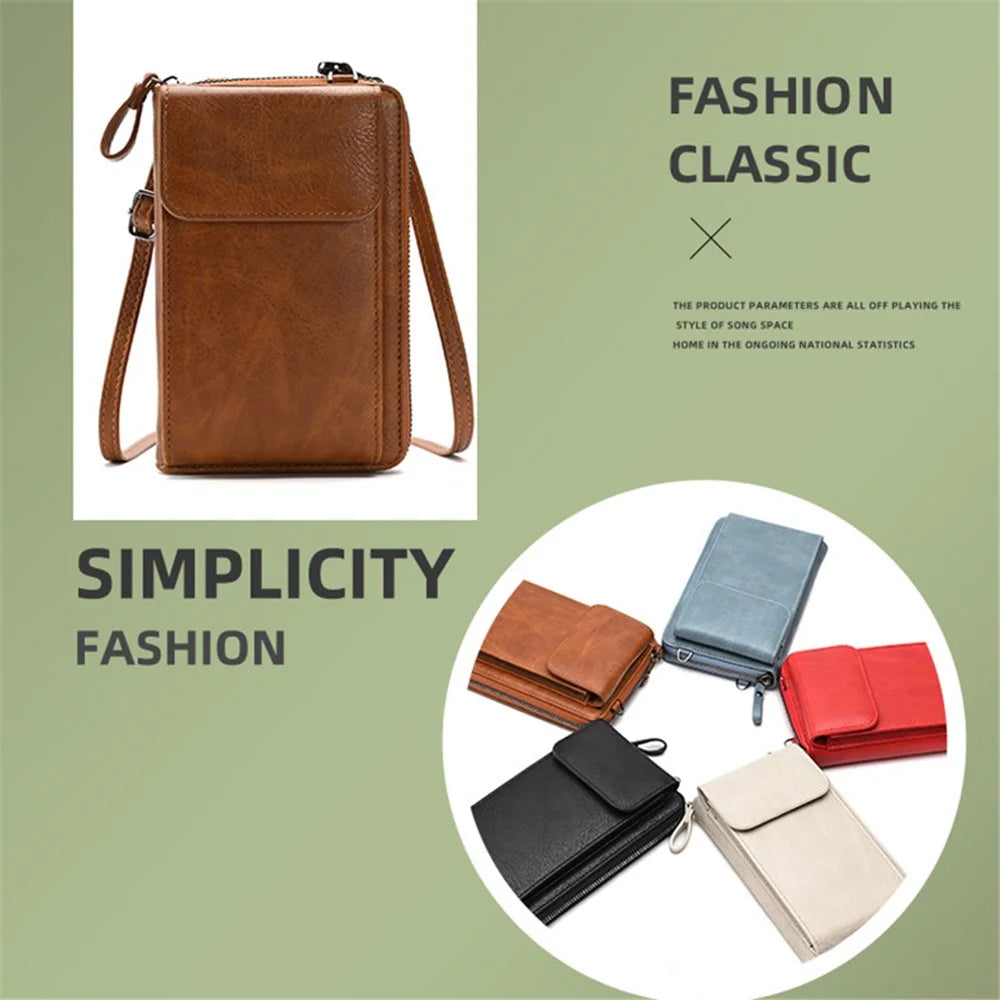 5722 Girls Crossbody Bag Large Wallet Phone Case Storage Pouch Women Shoulder Bag Purse - Brown - 6