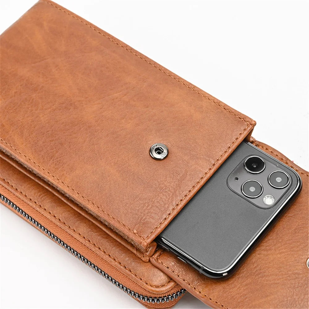 5722 Girls Crossbody Bag Large Wallet Phone Case Storage Pouch Women Shoulder Bag Purse - Brown - 7
