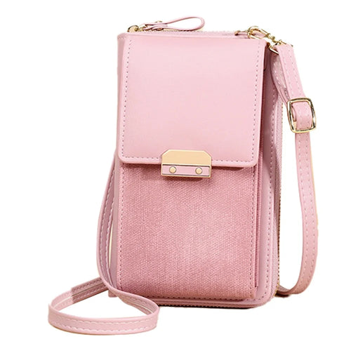 6139 Wallet Phone Bag Women's PU Leather Crossbody Shoulder Bag Card Holder Storage Pouch - Pink - 1