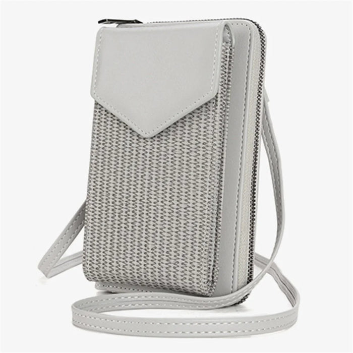 3421 PU Leather Weave Crossbody Bag for Women Cell Phone Mini Pouch Card Holder Wallet Shoulder Bag - Black - 6