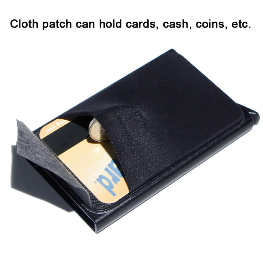 Pop-Up Design Card Holder RFID Blocking Aluminum Alloy Bank Card Case Pouch Wallet - Silver - 2