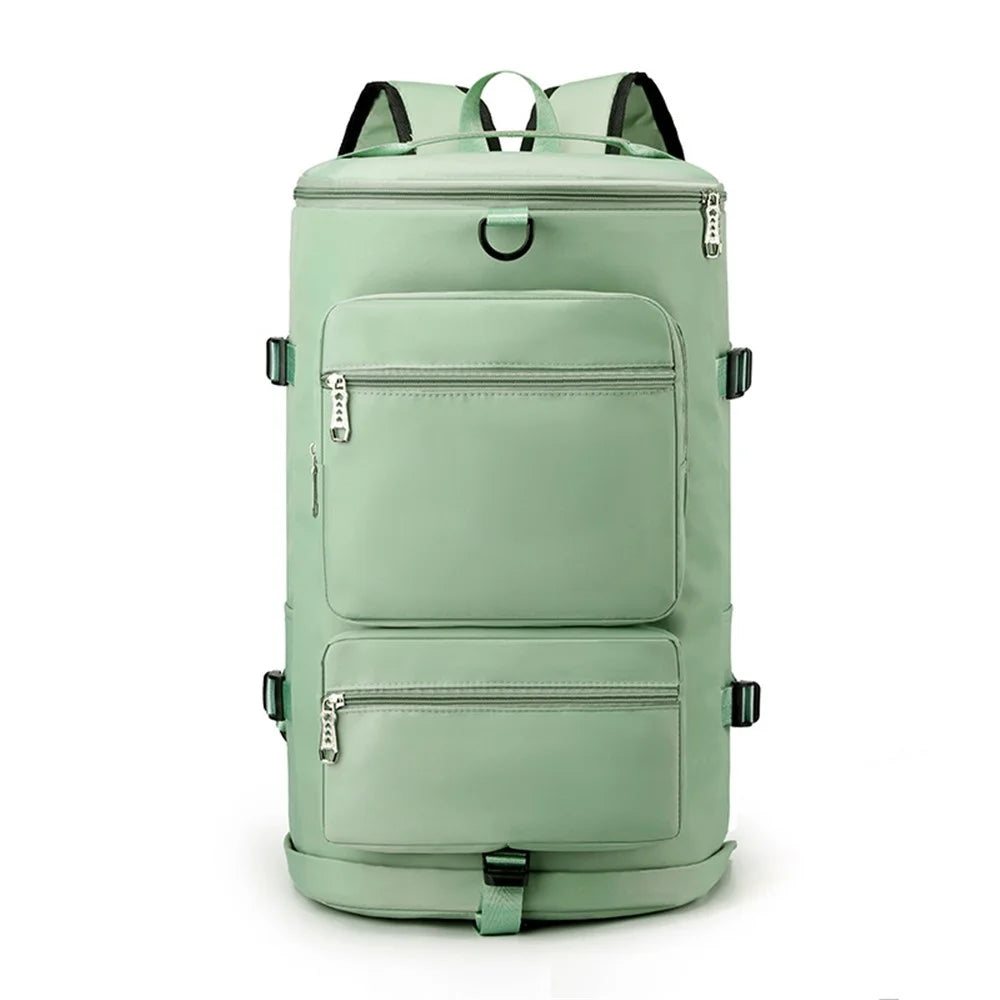 Casual Travel Luggage Bag Men Women Large Capacity Nylon Fitness Backpack with Shoe Compartment - Green - 1