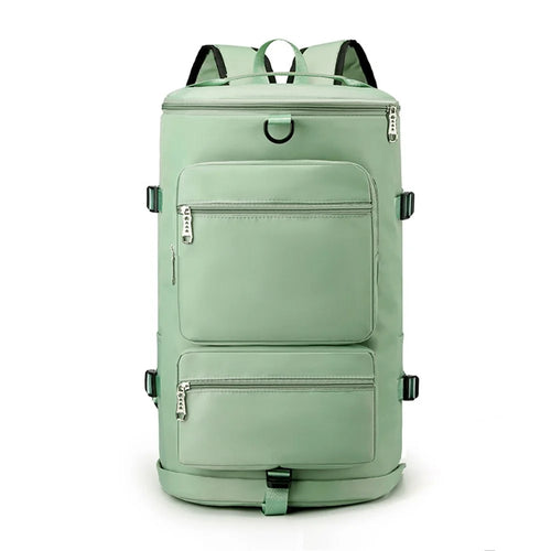 Casual Travel Luggage Bag Men Women Large Capacity Nylon Fitness Backpack with Shoe Compartment - Green - 1