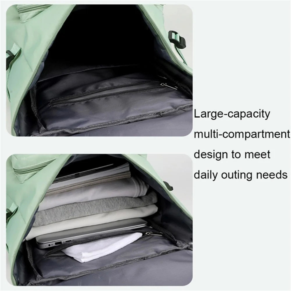 Casual Travel Luggage Bag Men Women Large Capacity Nylon Fitness Backpack with Shoe Compartment - Green - 3