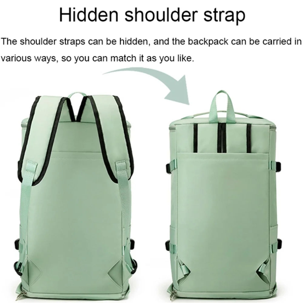 Casual Travel Luggage Bag Men Women Large Capacity Nylon Fitness Backpack with Shoe Compartment - Green - 6