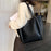 Large PU Leather Tote Handbag Top-Handle Women's Bucket Bag Shoulder Bag - Brown - 5