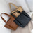 Large PU Leather Tote Handbag Top-Handle Women's Bucket Bag Shoulder Bag - Brown - 6