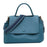 PU Leather Tote Handbag Women Crossbody Bag with Wide Shoulder Strap - Blue - 1