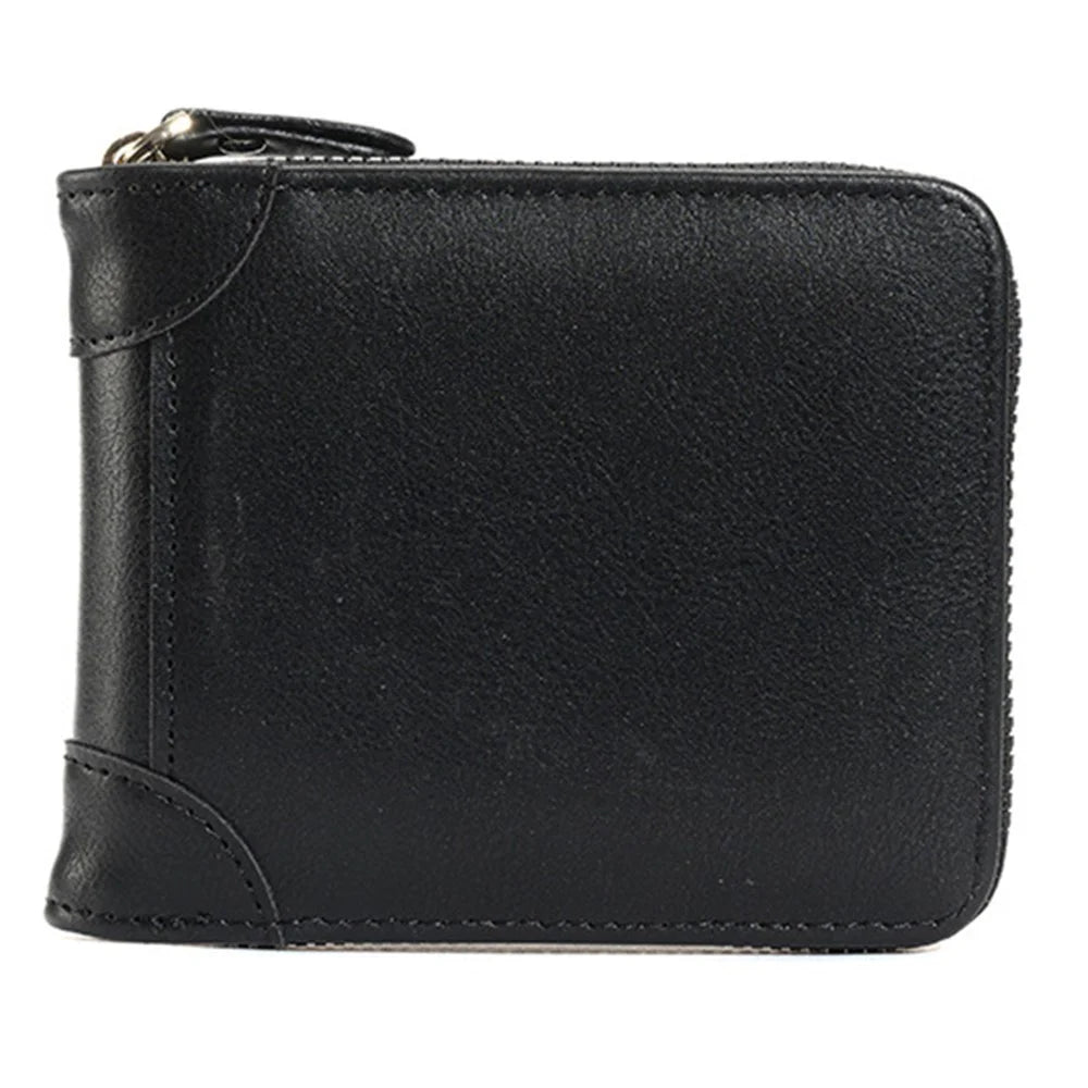 270 Boy's Purse RFID Blocking Men's Wallet PU Leather Clutch Hand Bag Card Holder Billfold - Black - 1