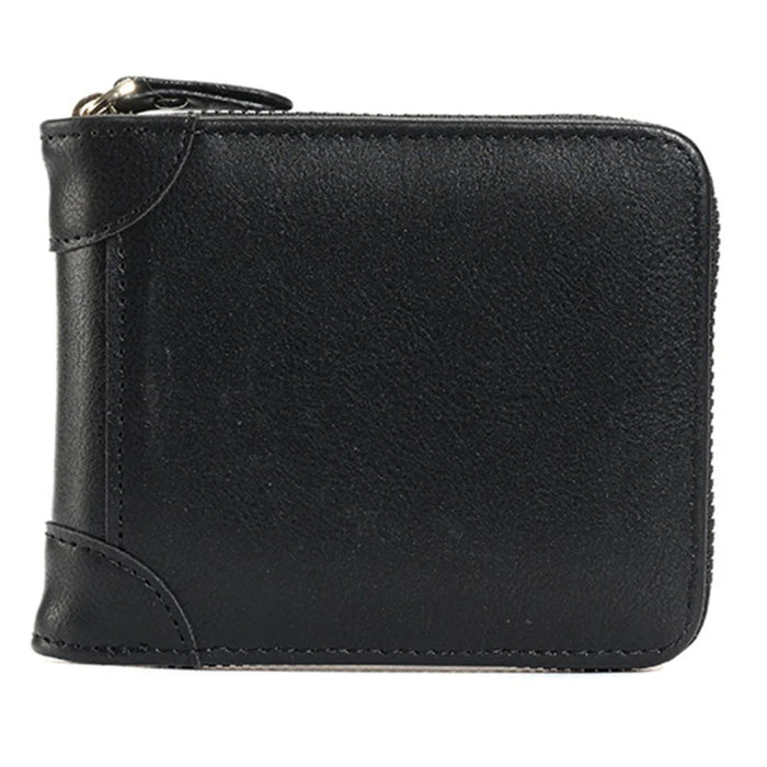 270 Boy's Purse RFID Blocking Men's Wallet PU Leather Clutch Hand Bag Card Holder Billfold - Black - 1