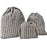3Pcs / Set Drawstring Storage Bags Stripe Pattern Cotton Linen Pouches Travel Organizer - Coffee - 1
